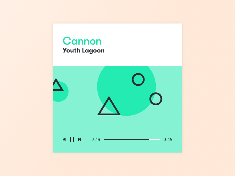 Music player green record pause album artist music app ui music player geometric gradient solid color