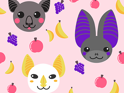 Fruity Bats bats bright colorful cute fruit fruit bat pastel pattern