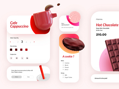 Coffee Shop 3d blender chocolate cookie illustration product design red webdesign