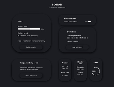 Brain wave detection - Sonar App Design app design icon illustrator minimal type typography ui ux website