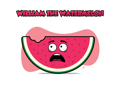 William the Watermelon cartoon comic face flat design food fruit illustration illustrator scared vector watermelon