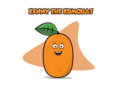 Kenny the Kumquat cartoon comic face flat design food fruit happy illustration illustrator kumquat leaf orange smile vector