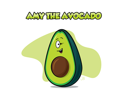 Amy the Avocado avocado cartoon comic face flat design food fruit happy illustration illustrator vector