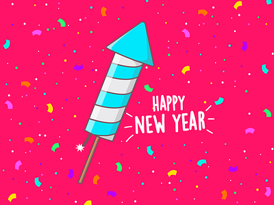 Happy New Year (2018) happy illustration newyear party rocket vector