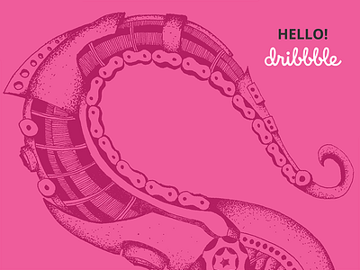 Hello Dribbble! debut shot design firstshot hello dribbble illustration mechanical pink