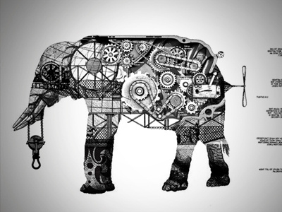 Mechanic Elephant animals collage construction crane elefante elephant fauna mecanica gears illustration mechanic