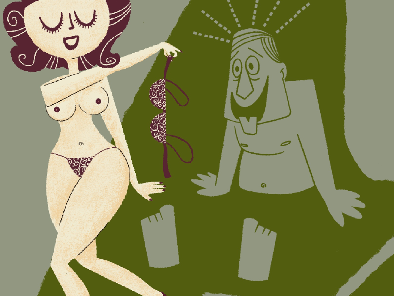 Ahoooga! illustration lingerie nude retro sex