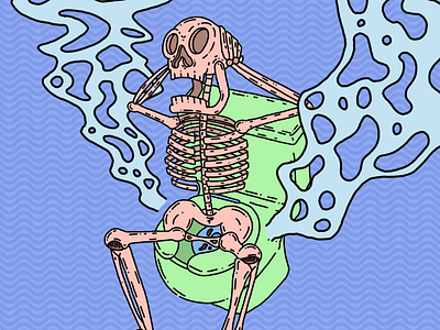 Skeleton Lavatory skeleton illustration toilet