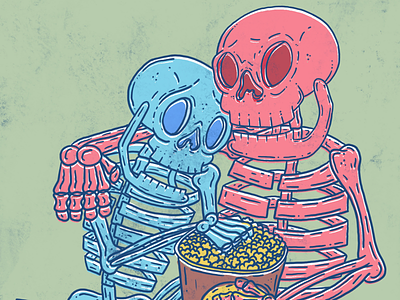 Movie Night skeleton procreate illustration
