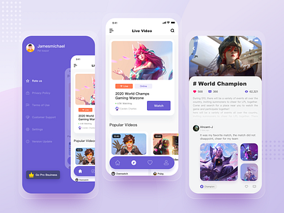 Game Live App Design