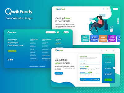 Website Design | Qwikfunds blue calculator funds landing page loan shot ui design ux ui web design website