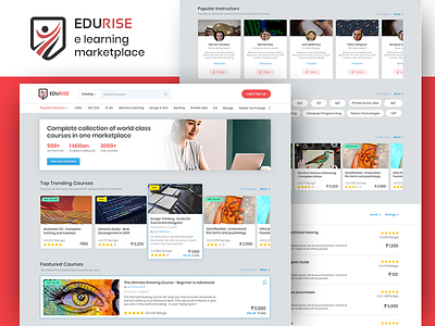 e learning marketplace | EDURISE couse e learning online education ui userinterface web design webdesign