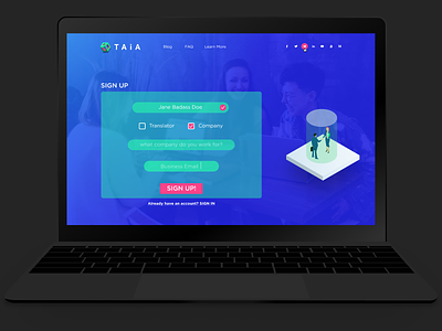Signup Screen blockchain daily ui ethereum ico isometric signup taia