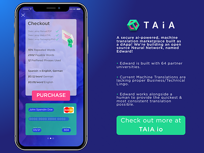 TAIA Mobile Checkout blockchain checkout daily ui ethereum ico isometric pitch taia