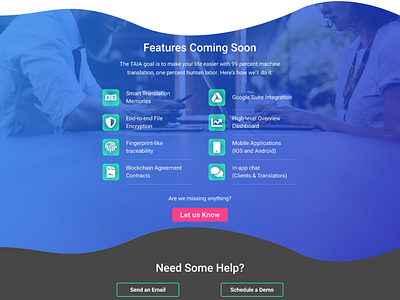 Previews of the new TAIA.io website | features section coding design features figma in progress taia website