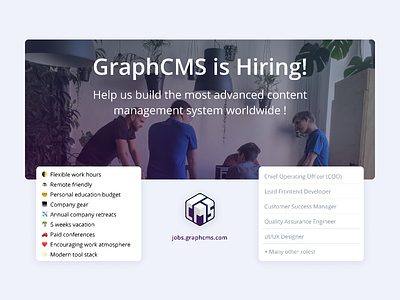 GraphCMS is Hiring! figma graphcms hiring hiring graphic