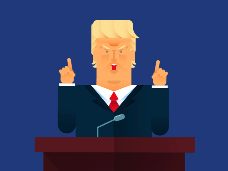 Trump Talking animation blue character animation characterdesign donaldtrump motion graphic motiondesign trump uianimation