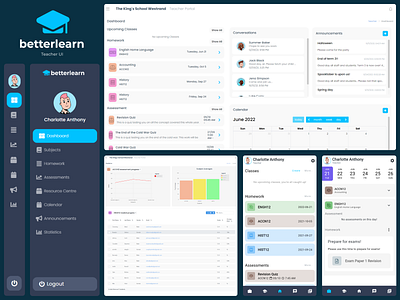 School Management System - Teacher Portal app dashboard design minimal mobile ui web