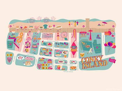 Coney Island Fun Map fun illustration map design