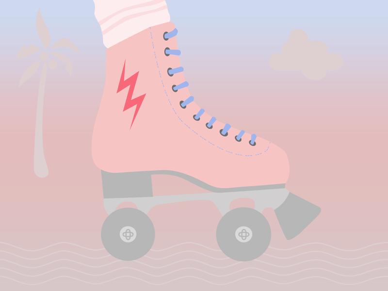Rolling through the weekend like... 80s style animation design gif graphic design illustration labor day weekend pink red and blue retro roller skating