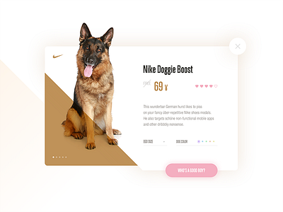 Nike Doggie Boost - Antiproduct Page design dog german interface marian fusek modal nike product shepherd shoe ui woof