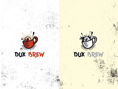 Logo for Dux Brew angry bar brew coffee coffee cup coffee shop design eye icon illustration logo splash typography vector
