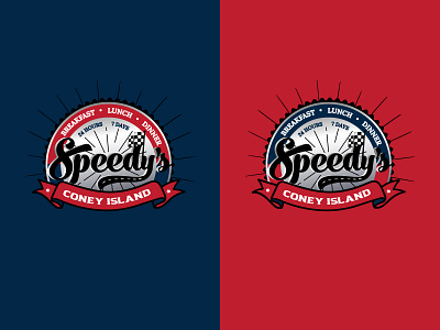 Logo for Speedy's color palette colorful coney island design flag icon illustration logo racing logo restourant road round logo typography vector