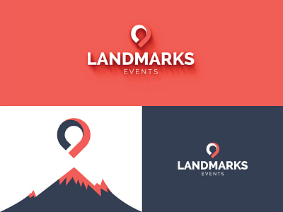 Logo for Landmarks events land logo mountain pin