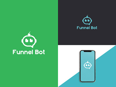 Logo for Funnel Bot app mobile bot chat bot design illustration logo typography vector web