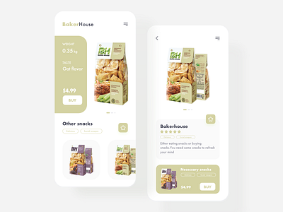 Sncaks app bakerhouse clean color design snacks uidesign