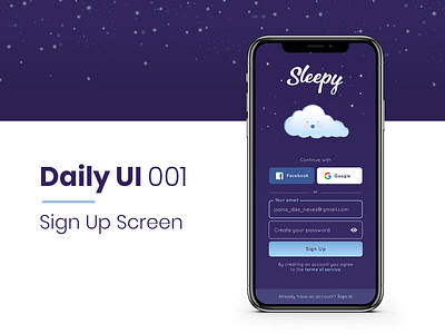 Daily UI 001 - Sign Up cloud dailyui dailyui 001 illustration sign up ui app