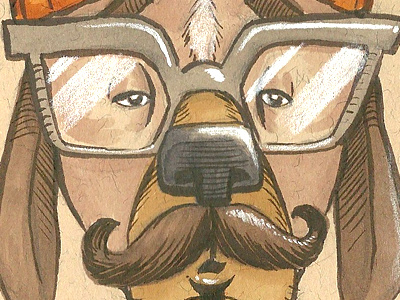 Dapper Dawg dog illustration mustache sketch