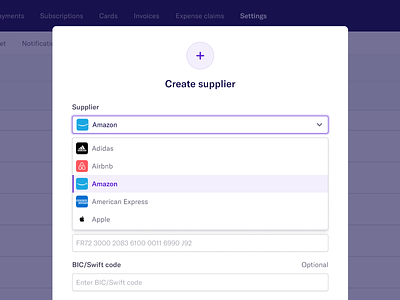 Spendesk new 'Create supplier' modal