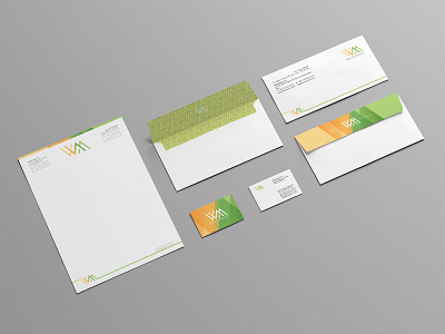 WhiteMoon Co. stationary. arrows branding business card corporate identity design envelope graphic design green identity illustrator letterhead logo logo design minimal modern msmailey orange stationary design trading vector