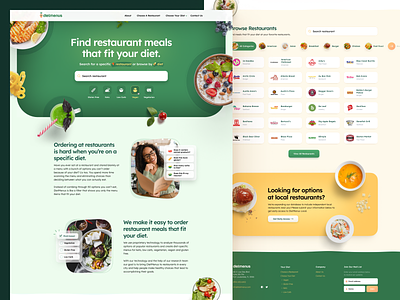 DietMenus — FoodTech startup app branding design diet food foodtech homepage keto landing page menu restaurant startup typography ui ux vegan vegeterian web web design webdesign