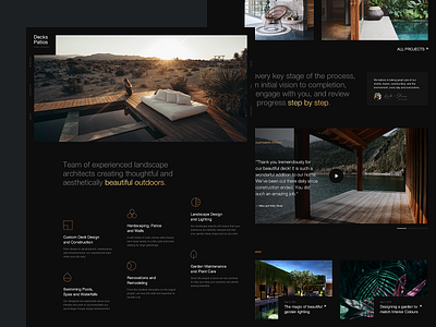 Decks&Patios branding dark ui design homepage minimal sketchapp typography ui ux webdesign