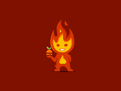 Organic Fast Food Fire Mascot