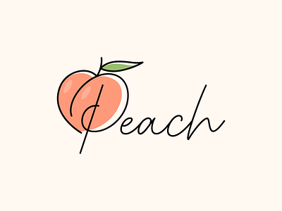 Peach Wordmark Logo booty feminine fruit illustration lineart logo modern peach playful vector