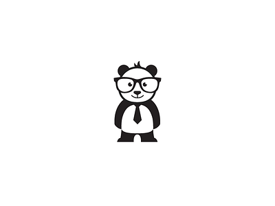 Geek Panda animal geek icon logo mascot panda vector