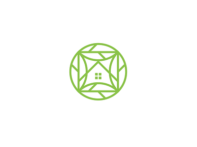 Fresh House circle flat house icon leaf nature organic simple vector