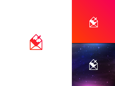 Rocket Mail flat design gradient color icon launch mail app message app rocket