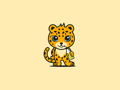 Drinking Jaguar animal flat fun icon illustration logo mascot modern playful vector