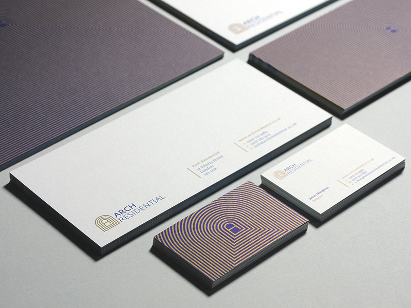 Arch Residential logo and stationery design logo stationery design branding identity print metal pantone brand identity pattern corporate identity visual identity