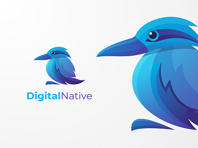 Logo for Digital Native io. behance bird birdlogo digital digitallogo digitalnative dribble gradient gradientlogo graphic design icon illustration kookaburra logo logoroom logos