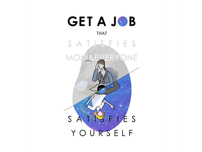 get a job you love girl illustration job quote