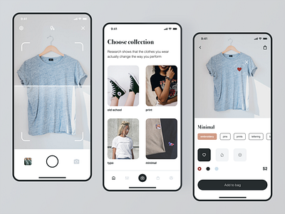 Clothes Editor App accessories app clean design ecommerce fashion fashion app interface ios lookbook minimal mobile online shop store style tshirt typogaphy ui uiux