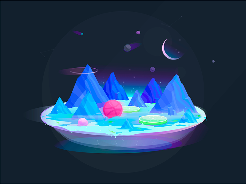 Hello Dribbble! space gradient illustration galaxy planet space design hello-dribbble debut