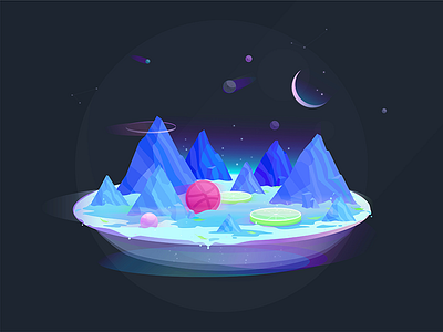 Hello Dribbble! debut design galaxy hello dribbble illustration planet space space gradient