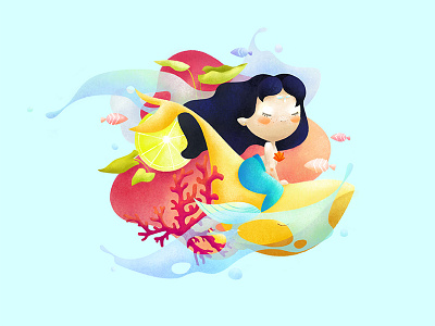 Mermaid book cartoon character children colors coral fairy tale illustration mermaid ocean sea