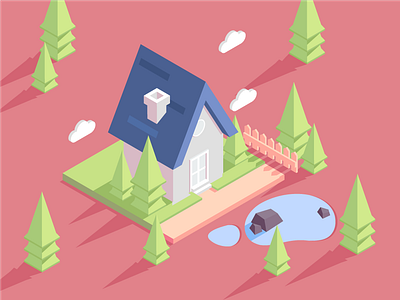 House building illustration isometric vector web